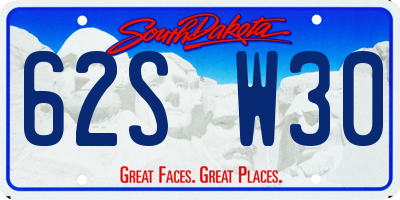 SD license plate 62SW30