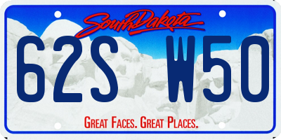 SD license plate 62SW50
