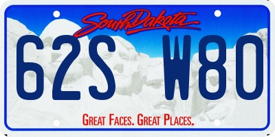 SD license plate 62SW80