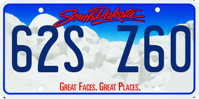 SD license plate 62SZ60