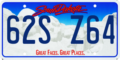 SD license plate 62SZ64