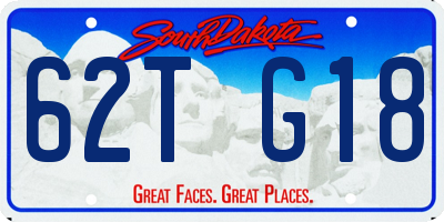 SD license plate 62TG18