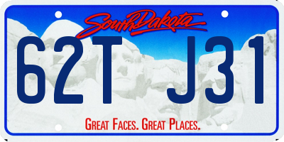 SD license plate 62TJ31