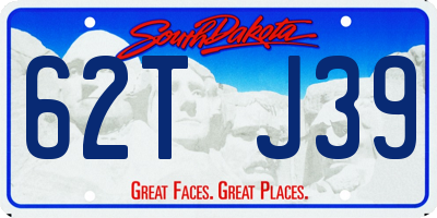 SD license plate 62TJ39