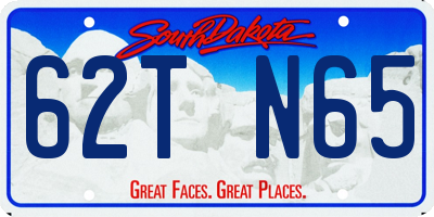 SD license plate 62TN65