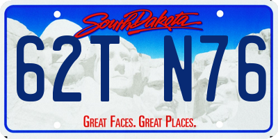 SD license plate 62TN76