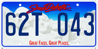 SD license plate 62TO43