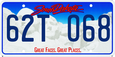 SD license plate 62TO68