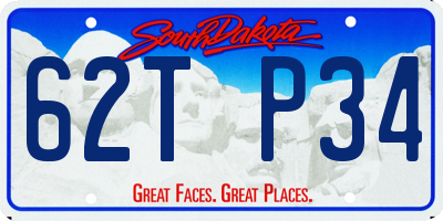 SD license plate 62TP34