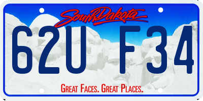 SD license plate 62UF34
