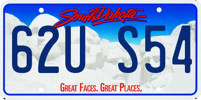 SD license plate 62US54