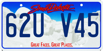 SD license plate 62UV45