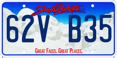 SD license plate 62VB35