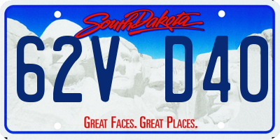 SD license plate 62VD40