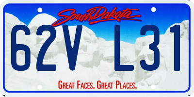 SD license plate 62VL31