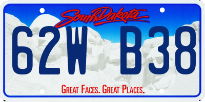 SD license plate 62WB38