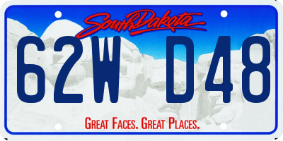 SD license plate 62WD48