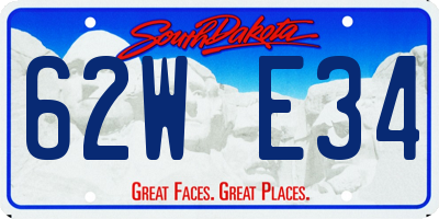 SD license plate 62WE34
