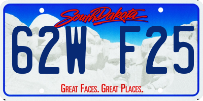 SD license plate 62WF25