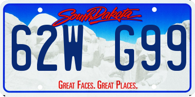 SD license plate 62WG99