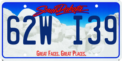 SD license plate 62WI39
