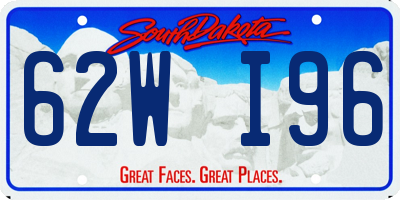 SD license plate 62WI96