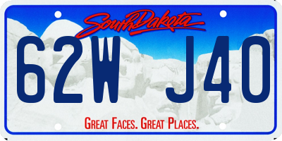 SD license plate 62WJ40