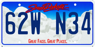 SD license plate 62WN34