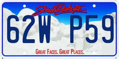 SD license plate 62WP59