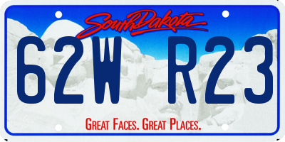 SD license plate 62WR23