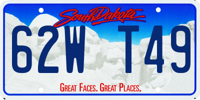 SD license plate 62WT49