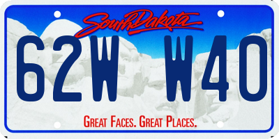 SD license plate 62WW40