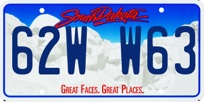 SD license plate 62WW63