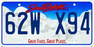 SD license plate 62WX94