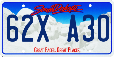 SD license plate 62XA30