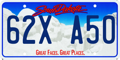 SD license plate 62XA50