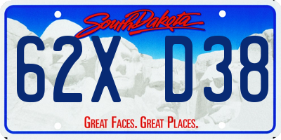 SD license plate 62XD38
