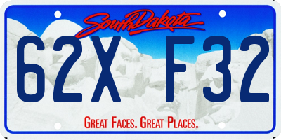 SD license plate 62XF32