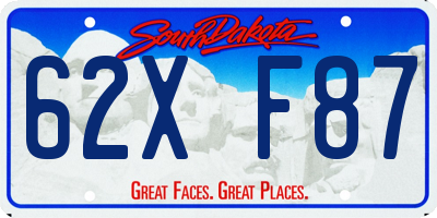 SD license plate 62XF87