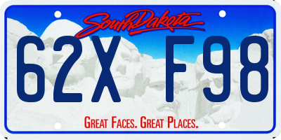 SD license plate 62XF98