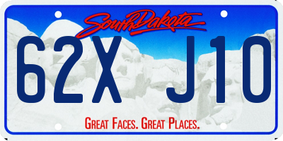 SD license plate 62XJ10