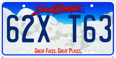 SD license plate 62XT63