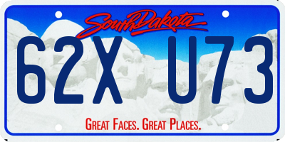 SD license plate 62XU73