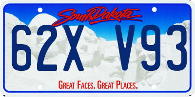SD license plate 62XV93