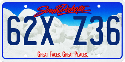 SD license plate 62XZ36