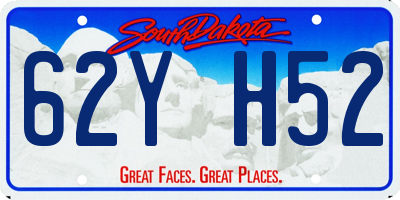 SD license plate 62YH52