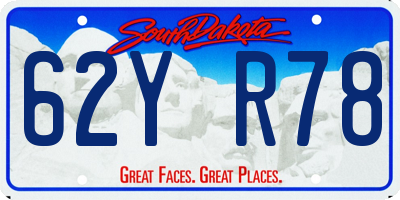 SD license plate 62YR78
