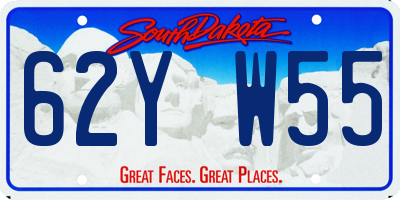 SD license plate 62YW55
