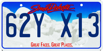 SD license plate 62YX13