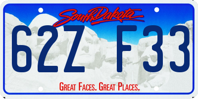 SD license plate 62ZF33
